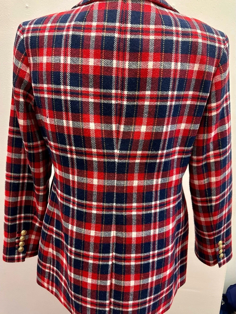 Red & Navy Plaid Women's Blazer